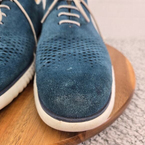 Cole Haan Mens 11.5M ZeroGrand Blue Suede Laser Wingtip Casual Oxford Sneaker main image 7